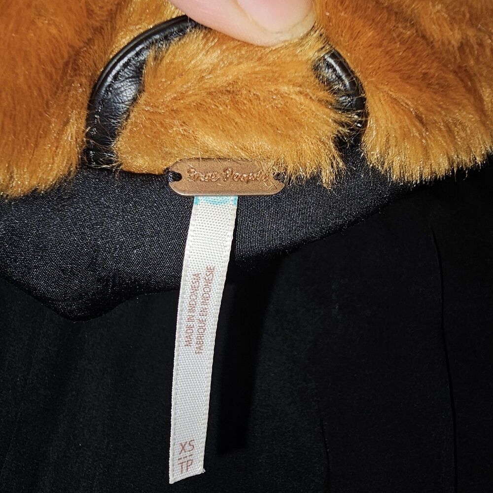 Free People Furry Bomber Jacket Brown/ Orange Zip Up Cozy XS - Picture 15 of 15